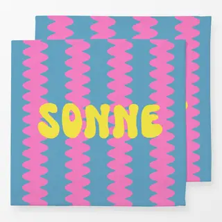 Servietten Sonne Wellenstreifen Pink Blau