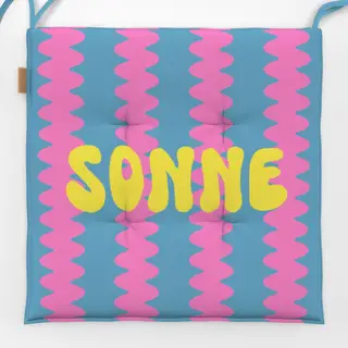 Sitzkissen Sonne Wellenstreifen Pink Blau