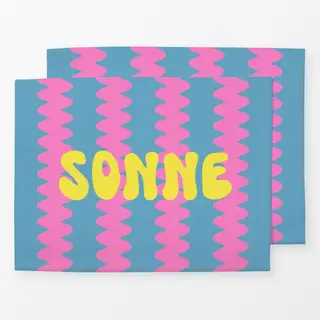 Tischset Sonne Wellenstreifen Pink Blau