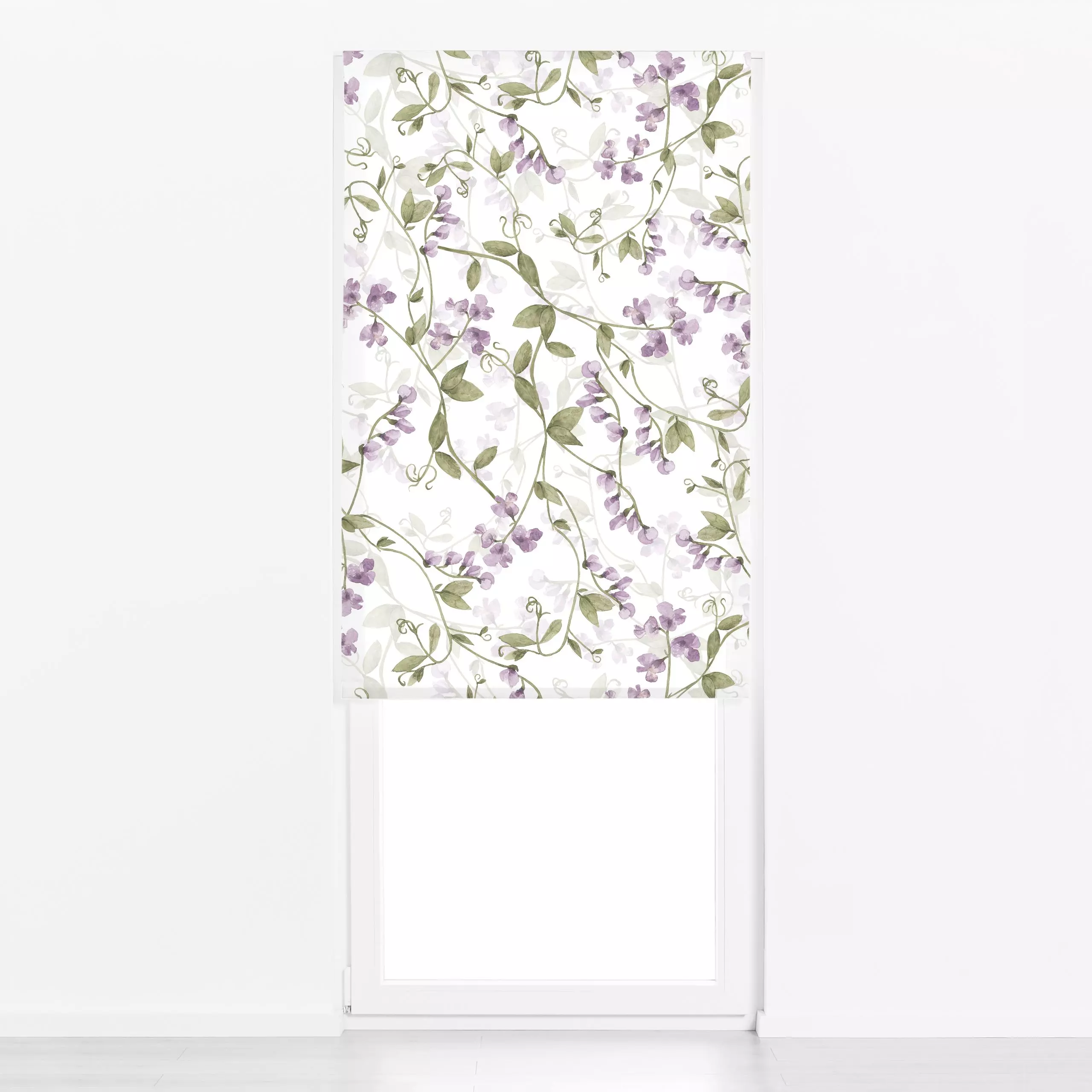 Raffrollo Erbsen im Garten - Blumen & Florales, Pflanzen & Botanik - von „Uta Naumann"; skandinavisch, Garten, Hygge, Sommer...