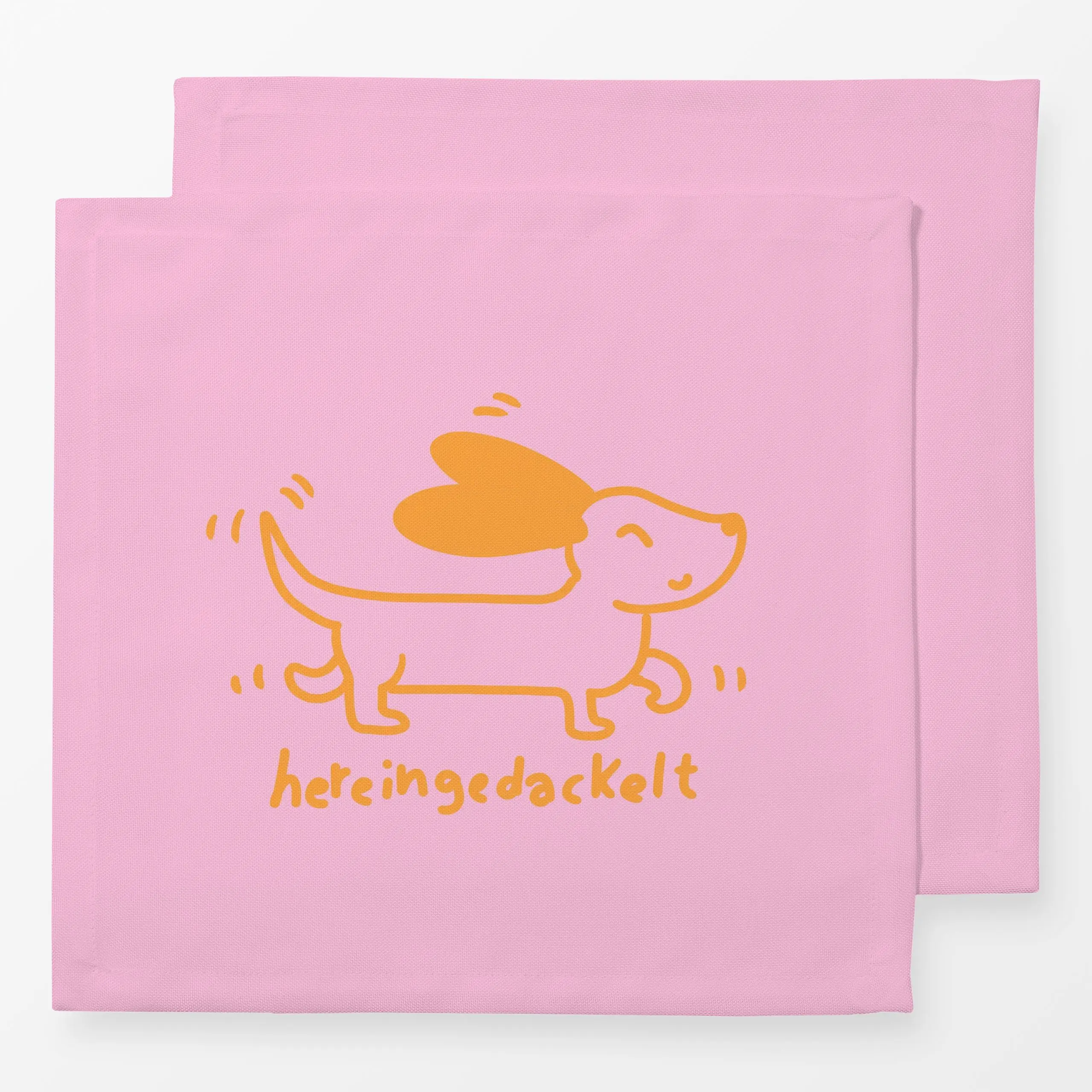 Servietten hereingedackelt comic orange - Tiere, Sprüche & Schriftzüge - von „Julia Reyelt"; Handschrift, handgeschrieben, f...