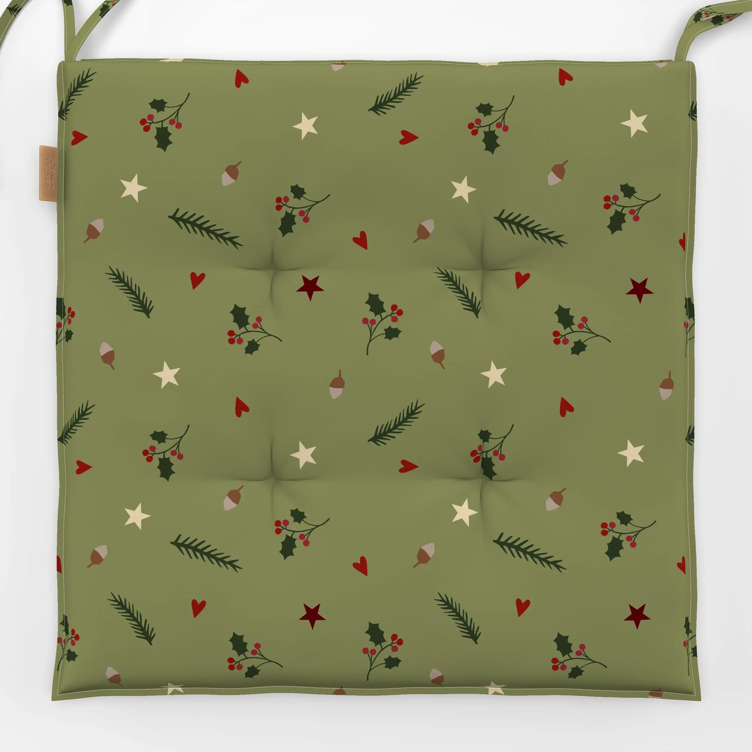 Sitzkissen Muster Weihnachten - Weihnachten, Winter - von „Kerstin Ax"; Herzen, Sterne, Weihnachten, Winter, Eicheln, Tannen...