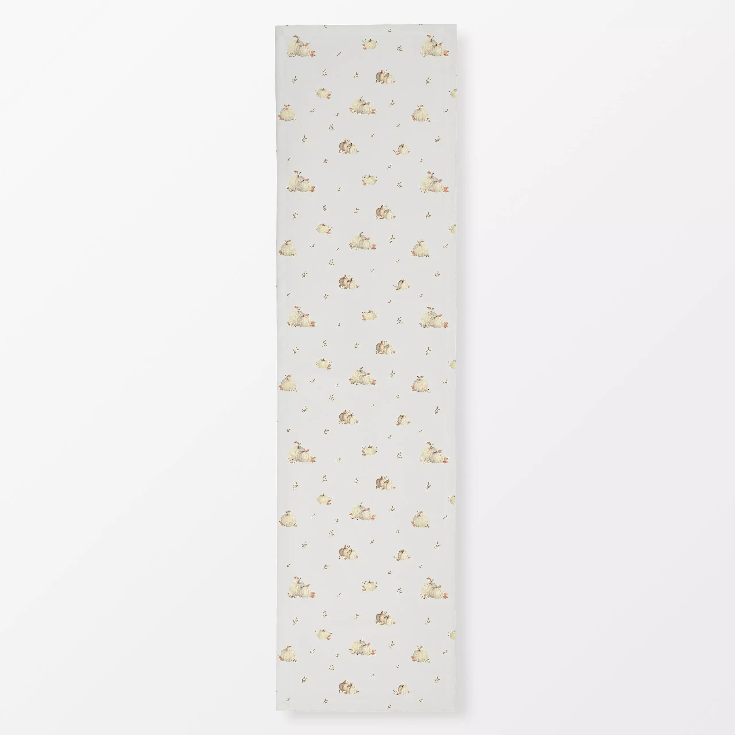 Tischläufer Fall Pumpkins offwhite - Herbst, Natur & Landschaft, Pflanzen & Botanik - von „Katrin Graff"; Blätter, Leinen, H...