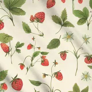 Meterware Wilde Erdbeeren Vanillegelb