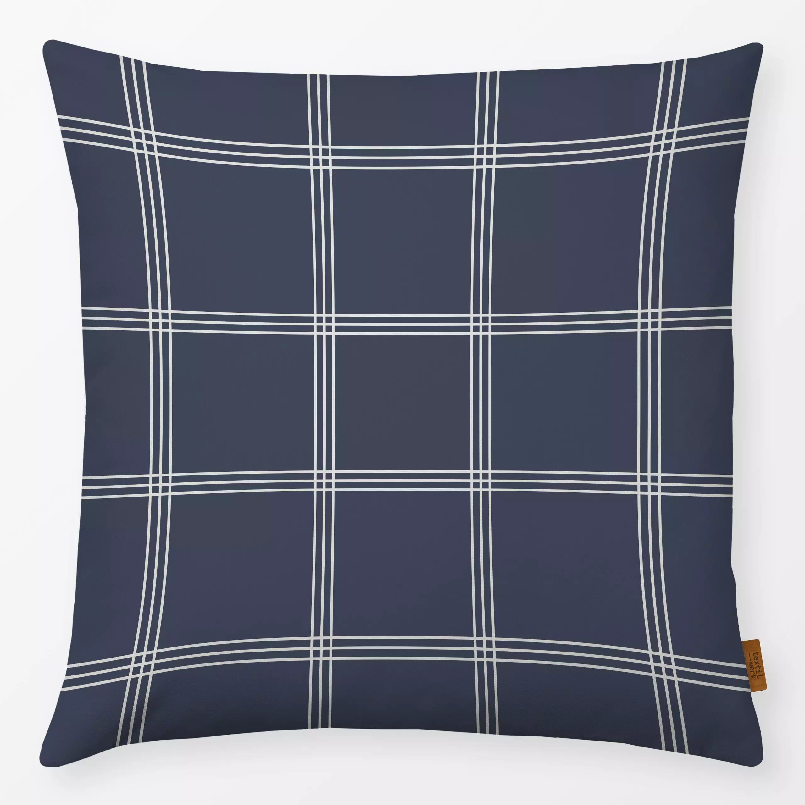 Kissen Linien Karo - blau - Herbst, Symbole & Muster - von „Heyduda"; Linien, Karo, Herbst, kariert, herbstlich, Landhaussti...