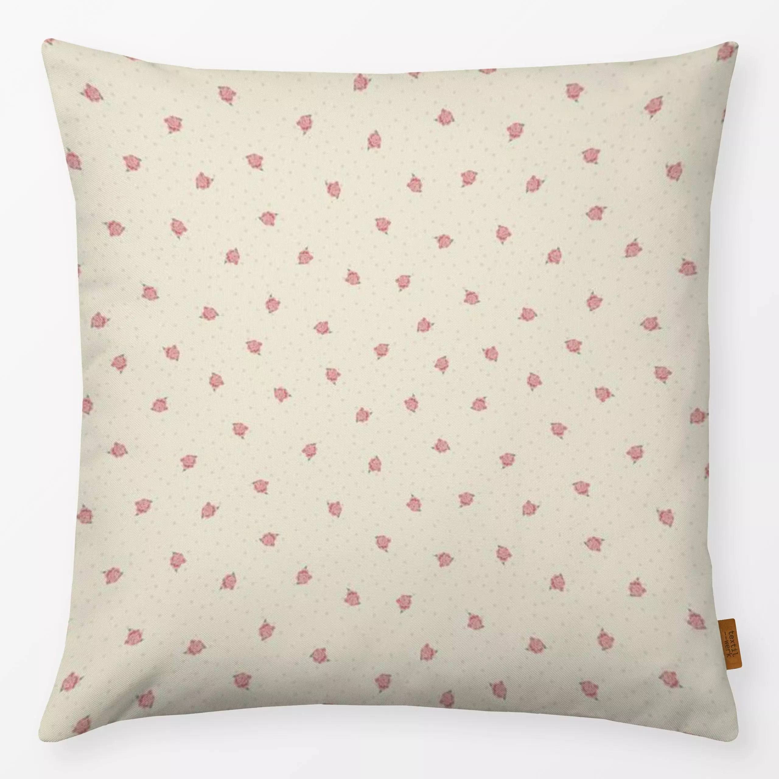 Kissen Ditsy Röschen Creme - Blumen & Florales, Symbole & Muster - von „DEINKI Studio"; Rosen, Blüten, ditsy, romantisch, cu...