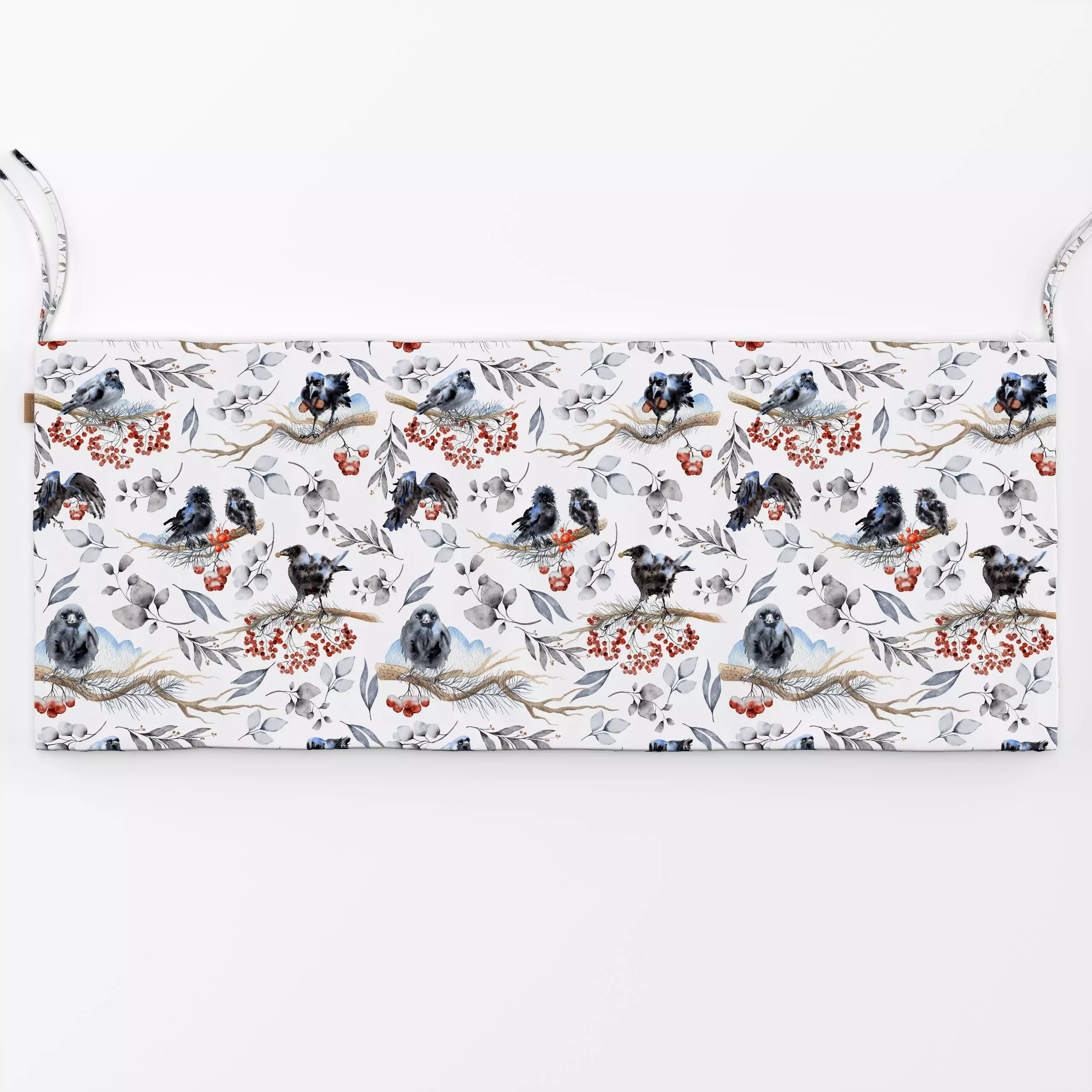 Bankauflage Winter Raben Vögel - Tiere, Winter - von „Uta Naumann"; Muster, Kinder, Blätter, Zweige, Beeren, Weihnachten, we...