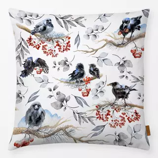 Kissen Winter Raben Vögel