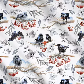 Meterware Winter Raben Vögel