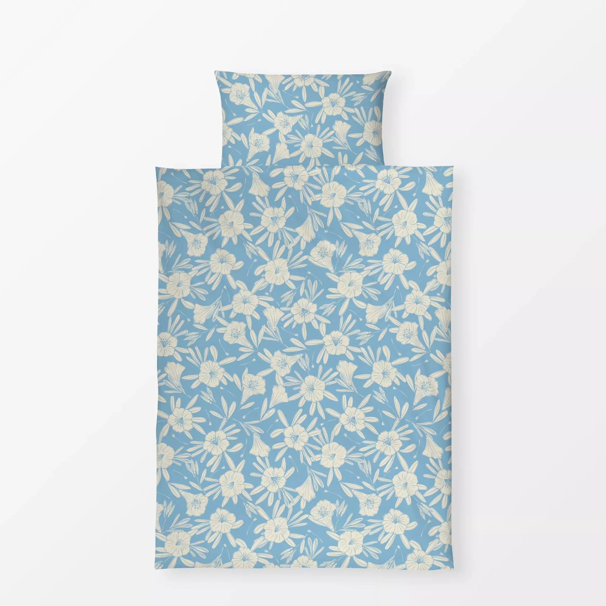 Bettwäsche Glockenblume hellblau - Blumen & Florales, Symbole & Muster, Pflanzen & Botanik - von „DEINKI Studio"; Blumen, Bl...