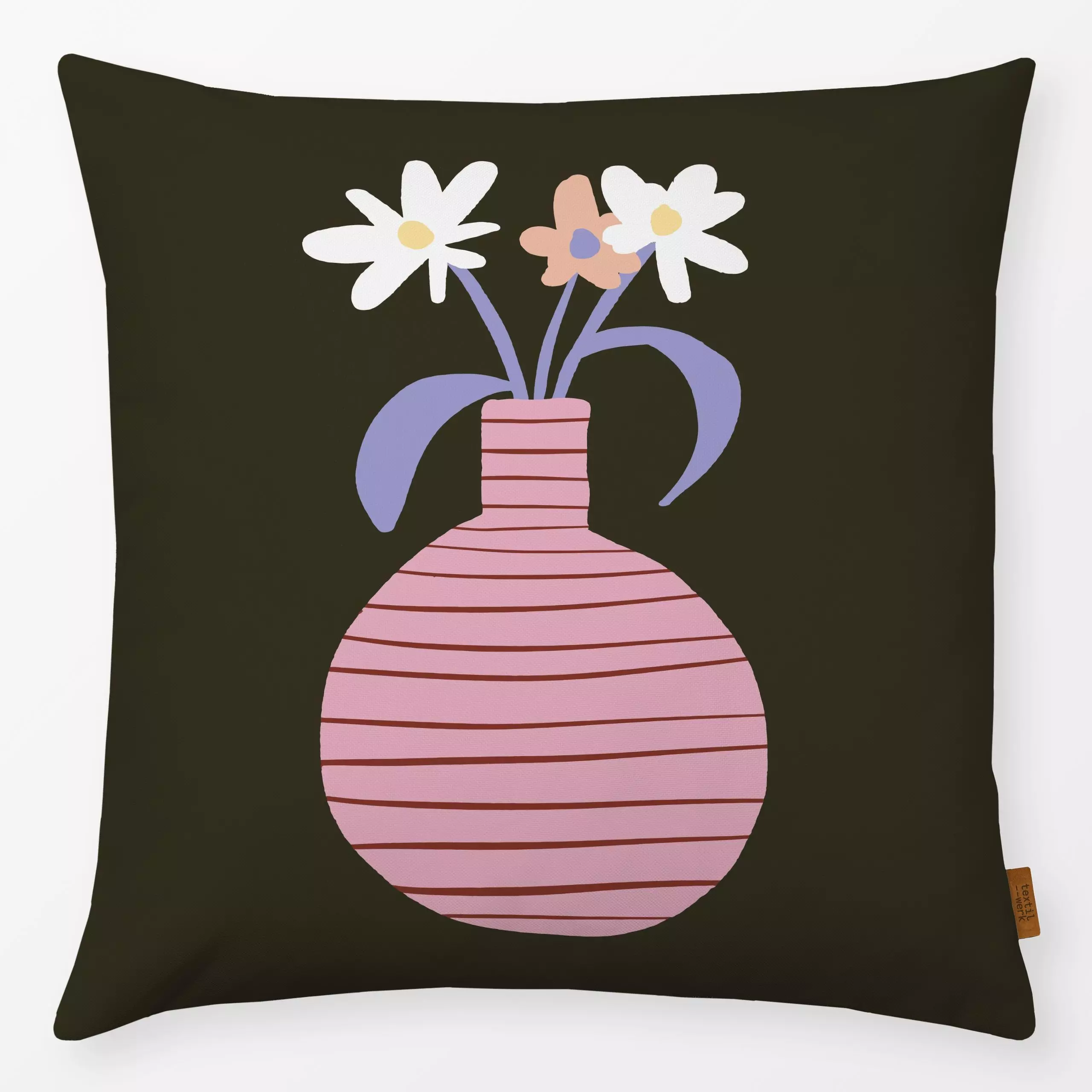 Kissen Kleiner Strauss 2 - Blumen & Florales, Frühling - von „Studio Memb"; Illustration, abstrakt, Trockenblumen, Streifen,...