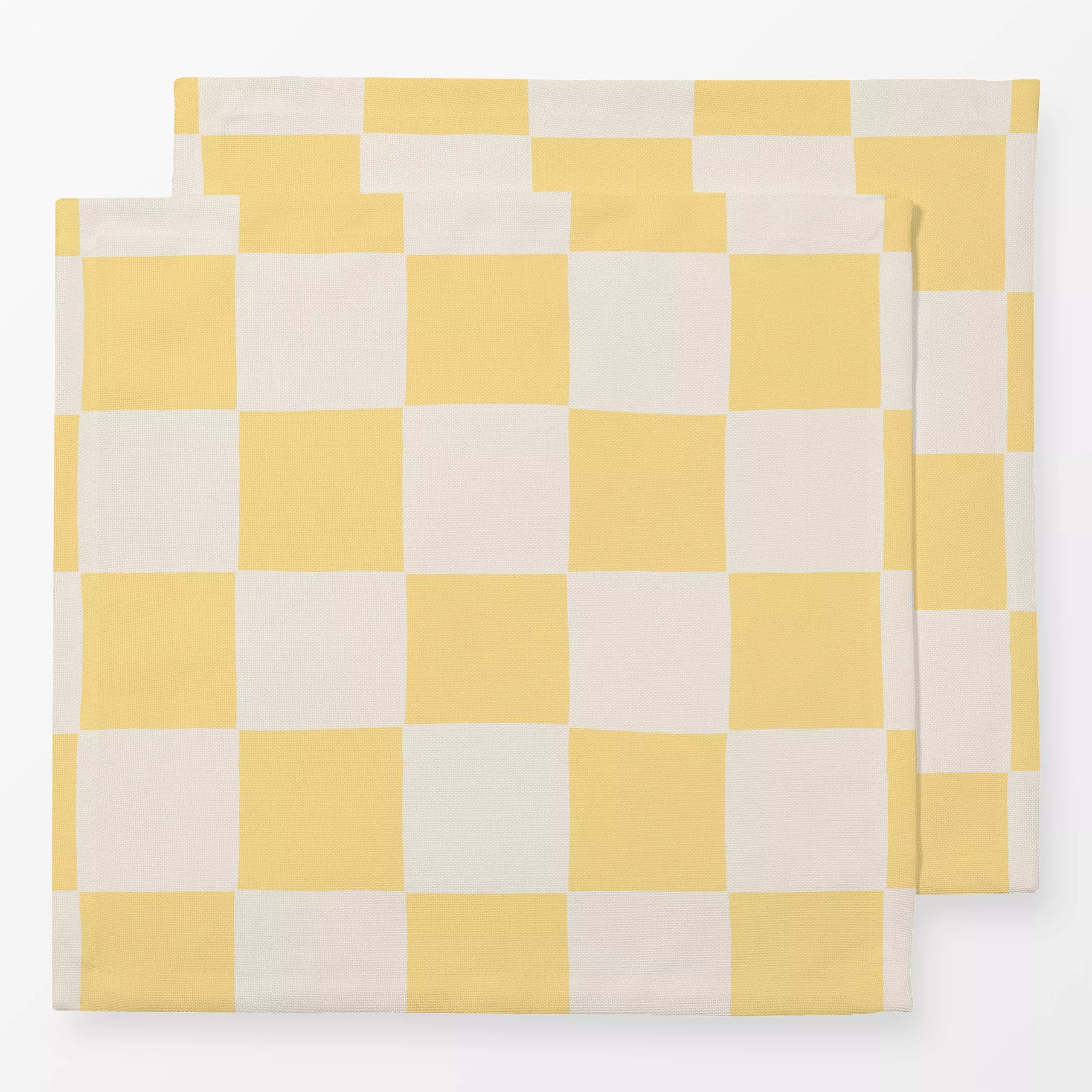 Servietten Schachbrett Karo gelb - Symbole & Muster - von „Studio Kesse"; Garten, Karo, Scandi, gelb, karriert, Schachbrett,...