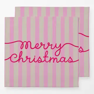 Servietten Merry Christmas pink Streifen