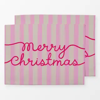 Tischset Merry Christmas pink Streifen