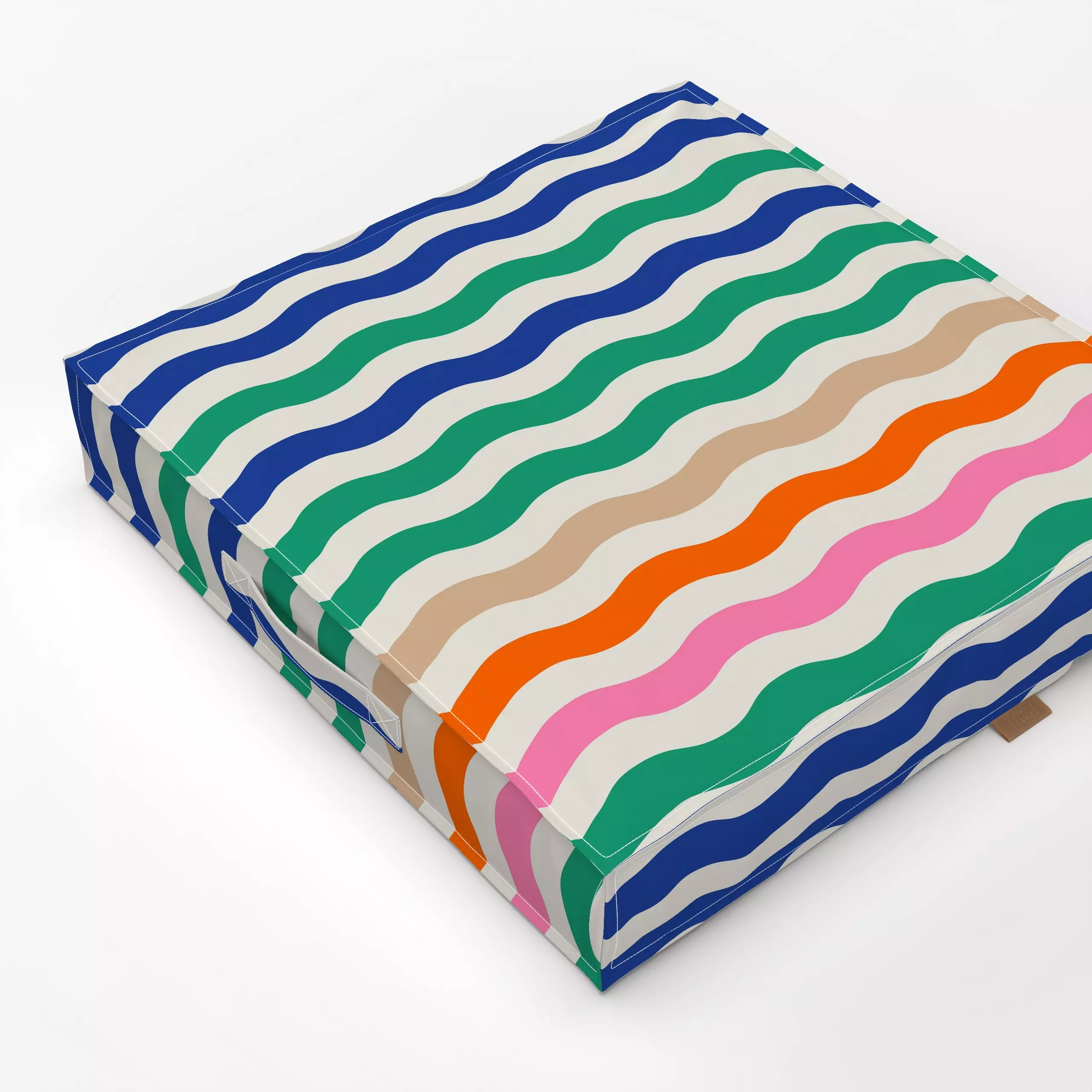 Bodenkissen Wellen Streifen Bunt Beige - Kinderzimmer & Motive für Kinder, Sommer, Symbole & Muster - von „Mareen Heinz"; St...