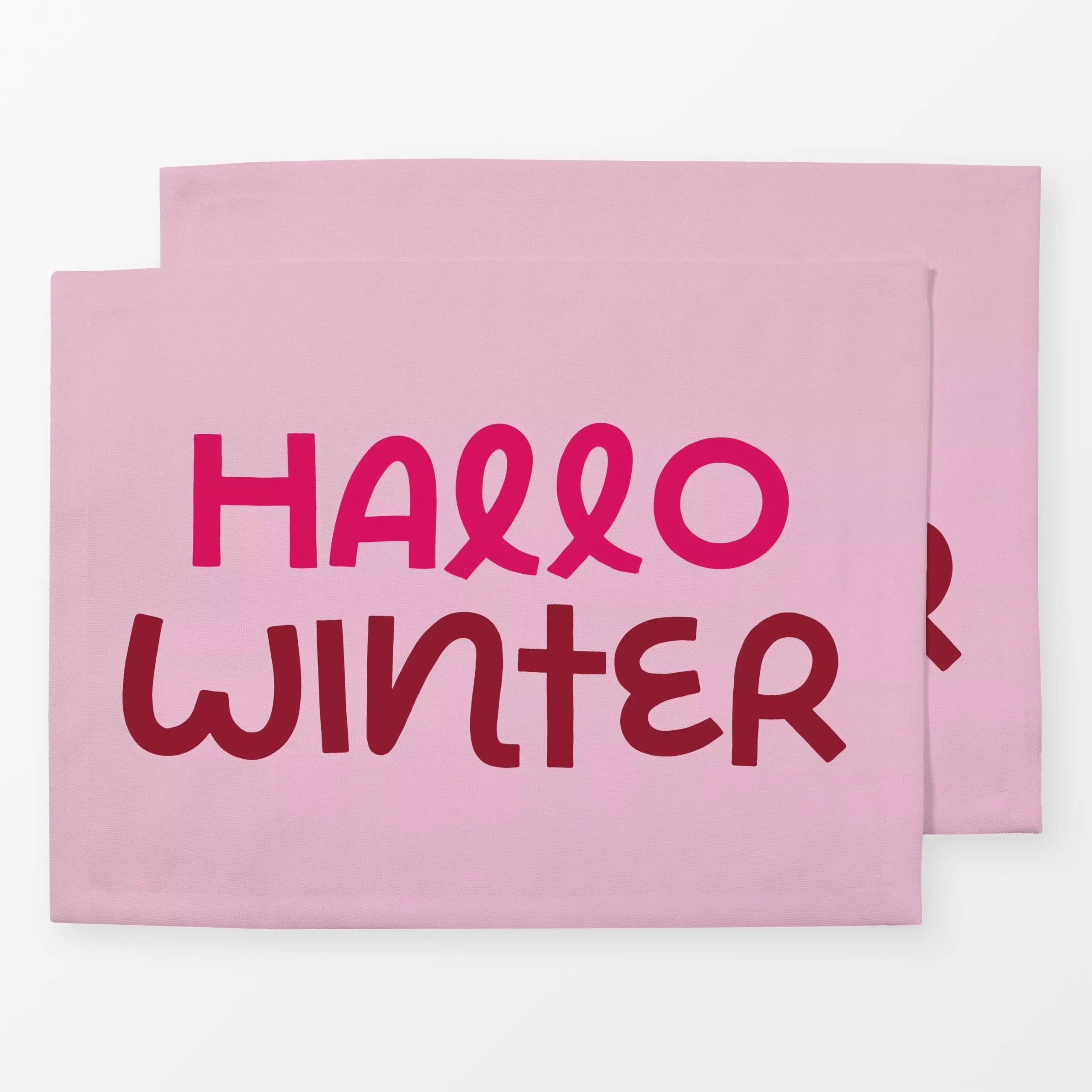 Tischset Hallo Winter rosa pink - Sprüche & Schriftzüge, Weihnachten, Winter - von „Studio Kesse"