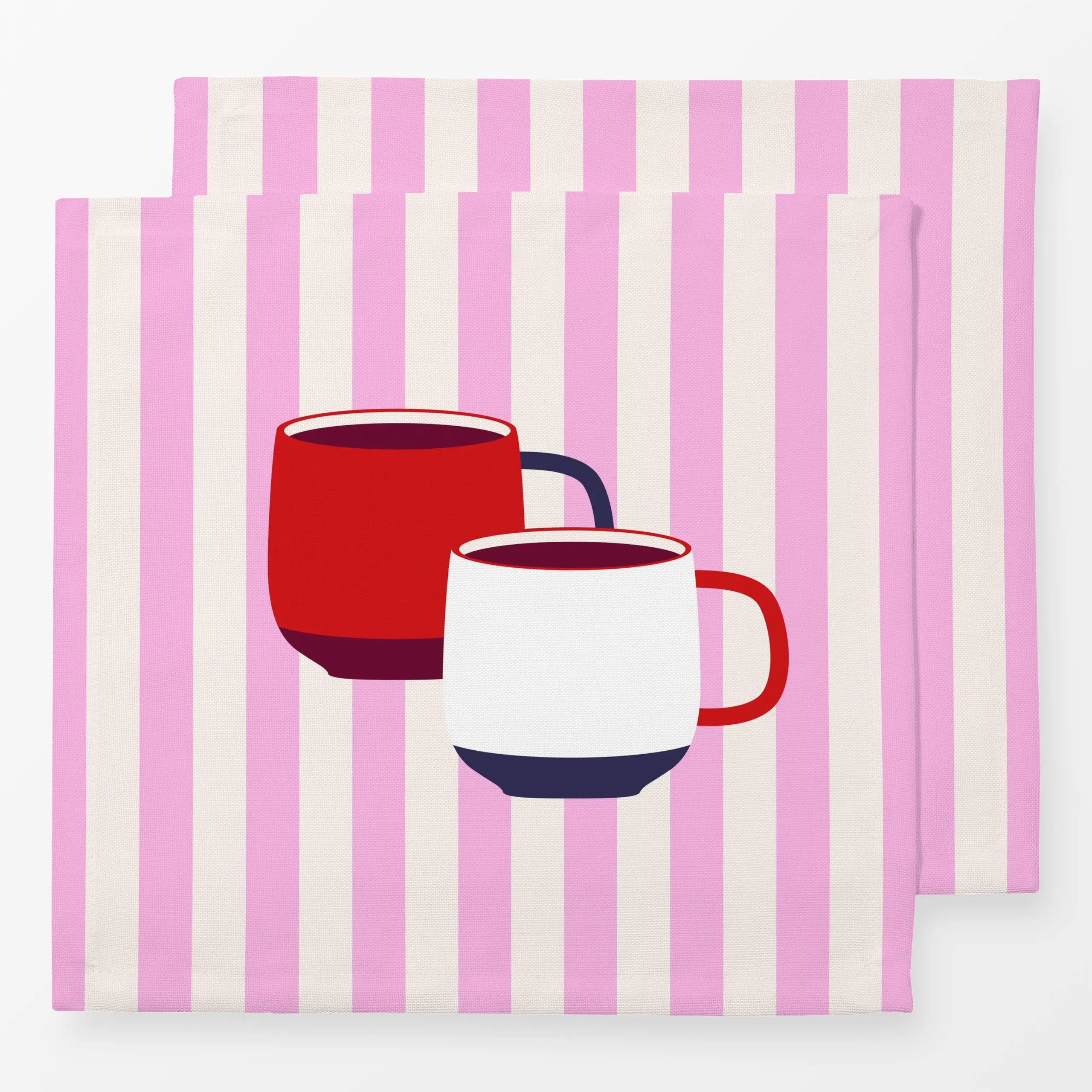Servietten Two Cups - Herbst, Küche, Essen & Trinken - von „Jana Moßmann"; Streifen, Teetasse, Tassen, Tischdecke, autumn, b...