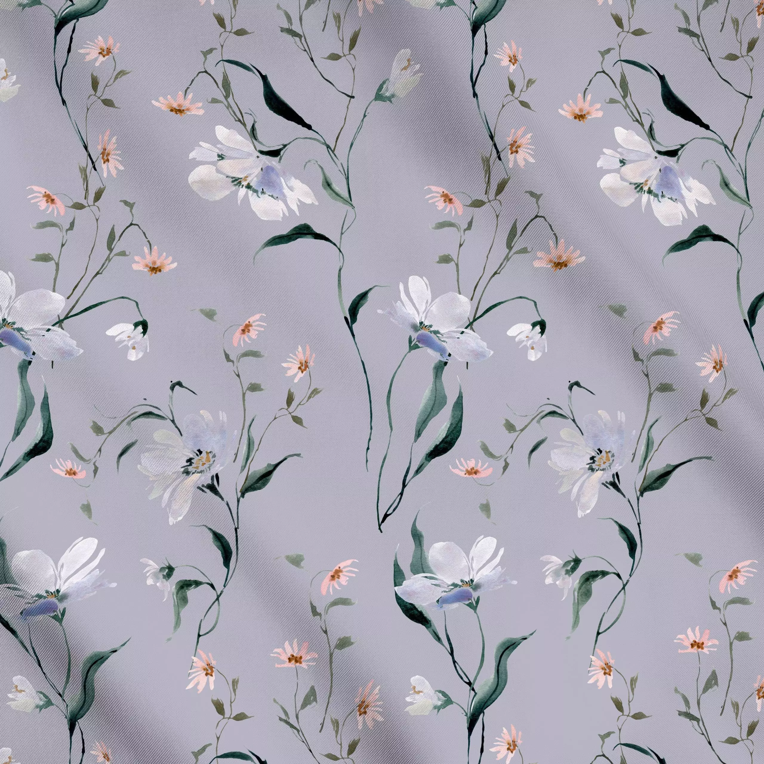 Meterware Winterflorals bleu - Blumen & Florales, Pflanzen & Botanik - von „youdesignme"; Wasserfarben, Aquarell, Wildblumen...