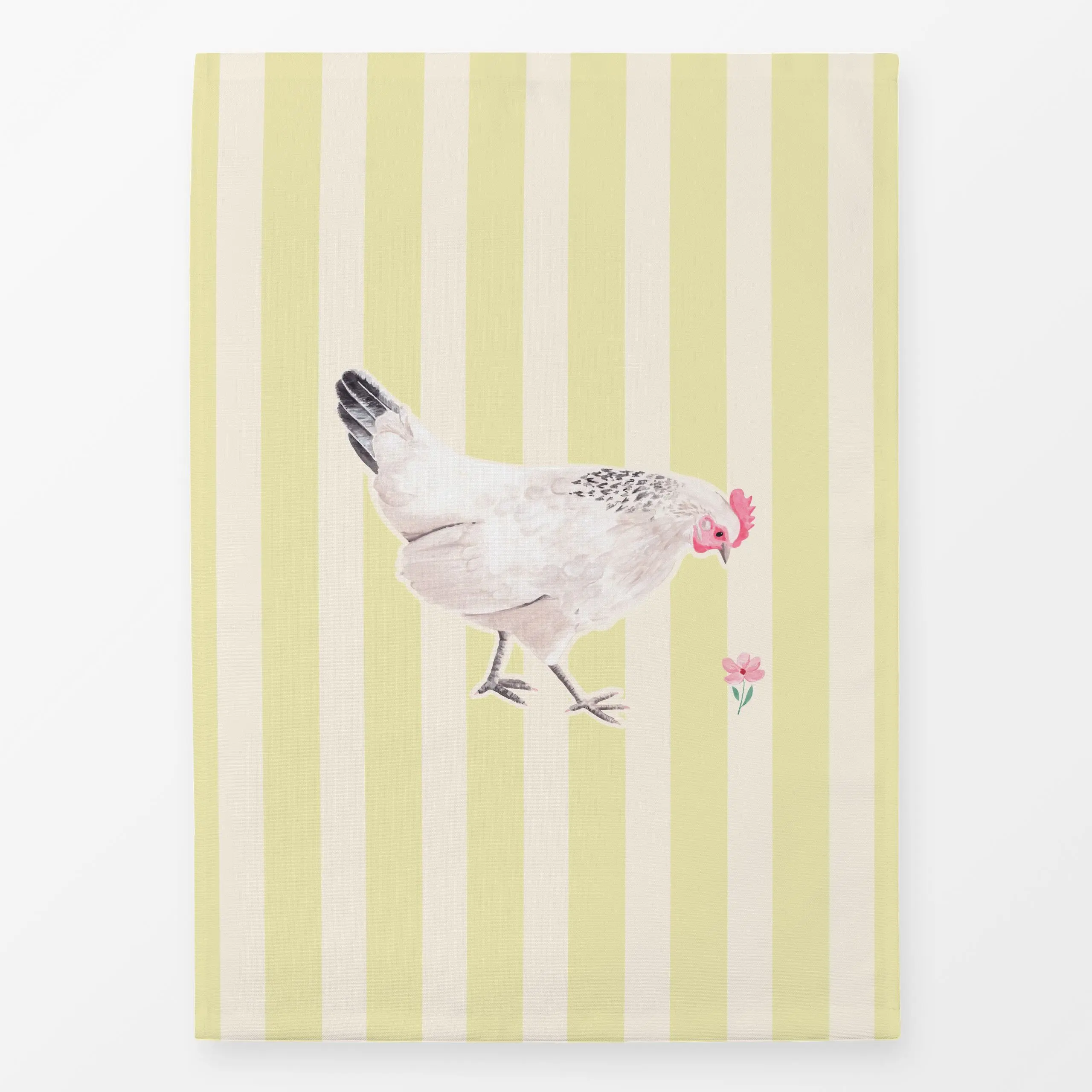 Geschirrtücher Huhn gestreift gelb - Frühling, Sommer, Symbole & Muster - von „Katrin Graff"; Garten, landhaus, frisch, fun,...