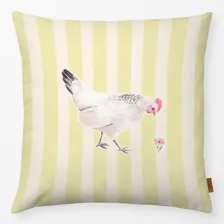 Kissen Huhn gestreift gelb