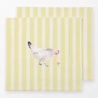 Servietten Huhn gestreift gelb
