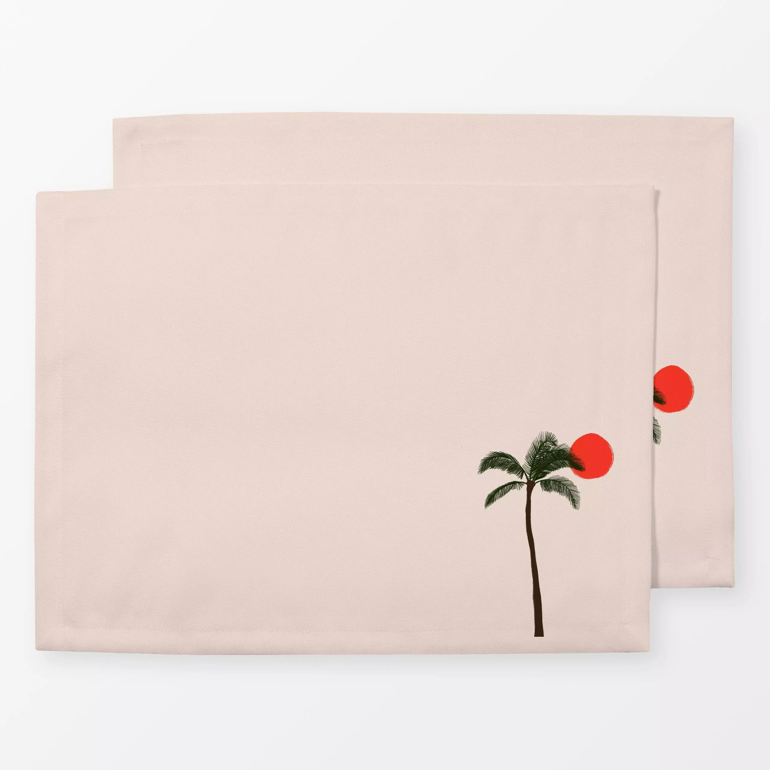 Tischset Palme und Sonne Rosa, tropisch, Sommer, von Sophie Augustin Illustration