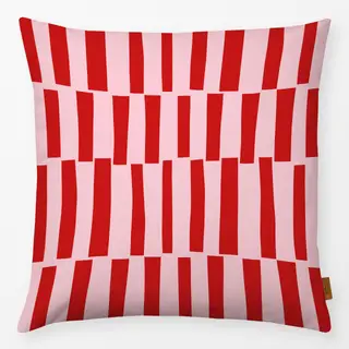 Kissen Rote Streifen auf Blush Rosé