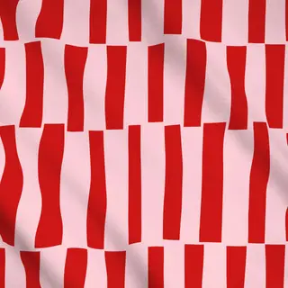 Meterware Rote Streifen auf Blush Rosé