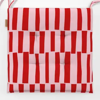 Sitzkissen Rote Streifen auf Blush Rosé