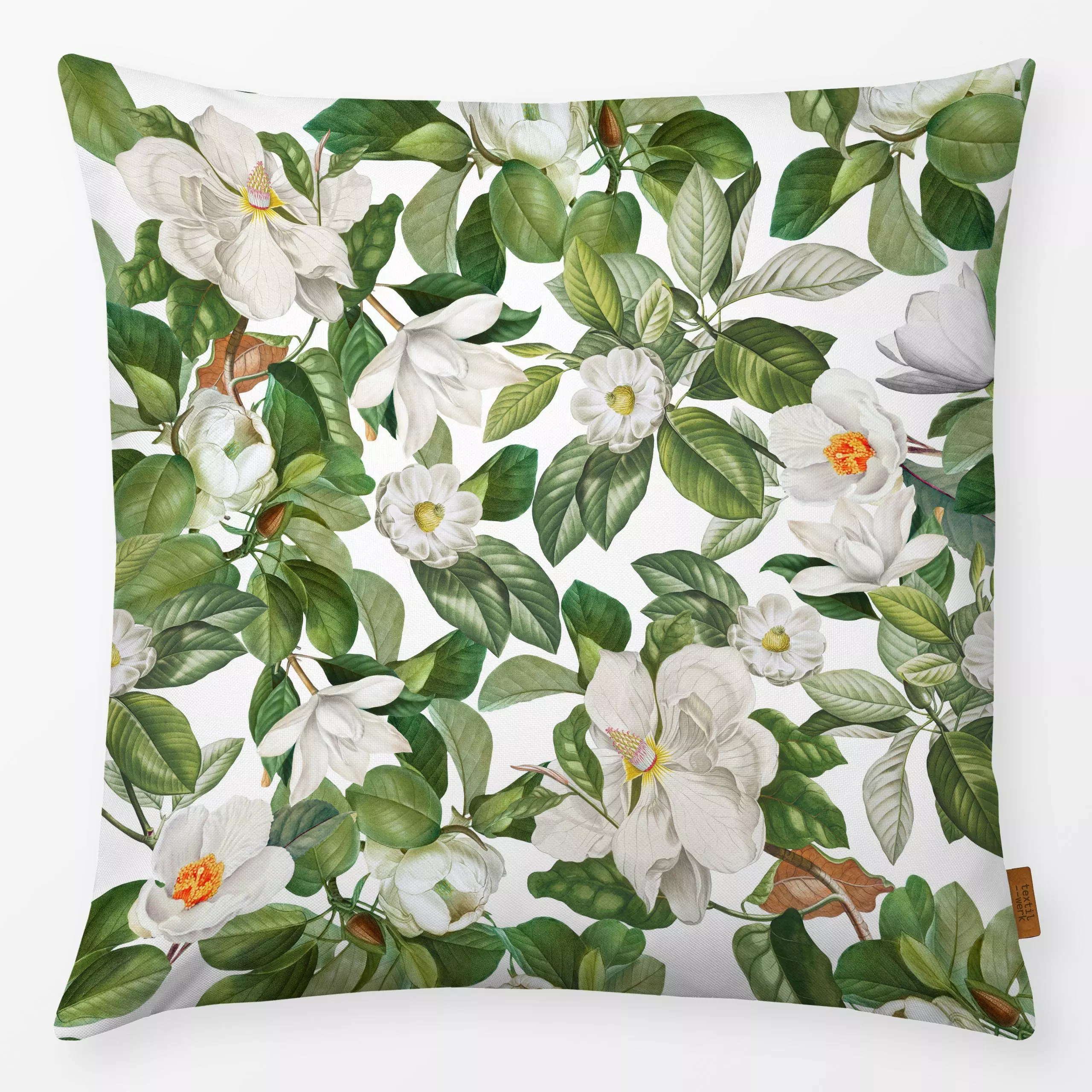 Kissen Vintage Magnolien - Blumen & Florales, Retro & Vintage - von „Uta Naumann"; Muster, Natur, Blumen, Garten, Blüten, fl...