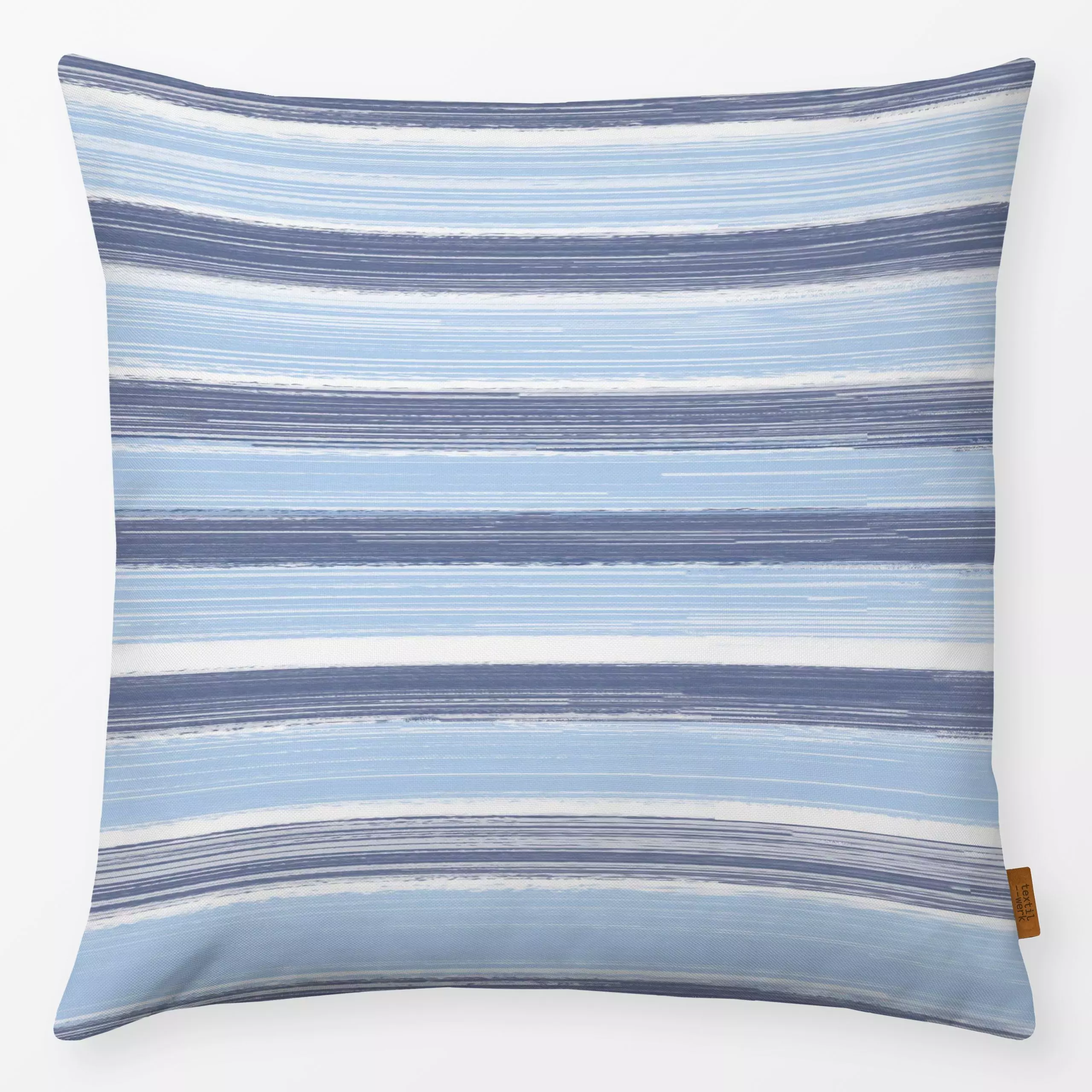 Kissen Streifen Hellblau Dunkelblau - Sommer, Symbole & Muster - von „Mareen Heinz"; Muster, Acryl, Pinsel, Struktur, Blaugr...