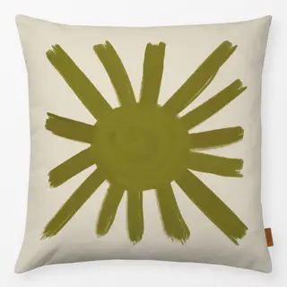 Kissen Green Hand Painted Sun