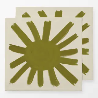 Servietten Green Hand Painted Sun