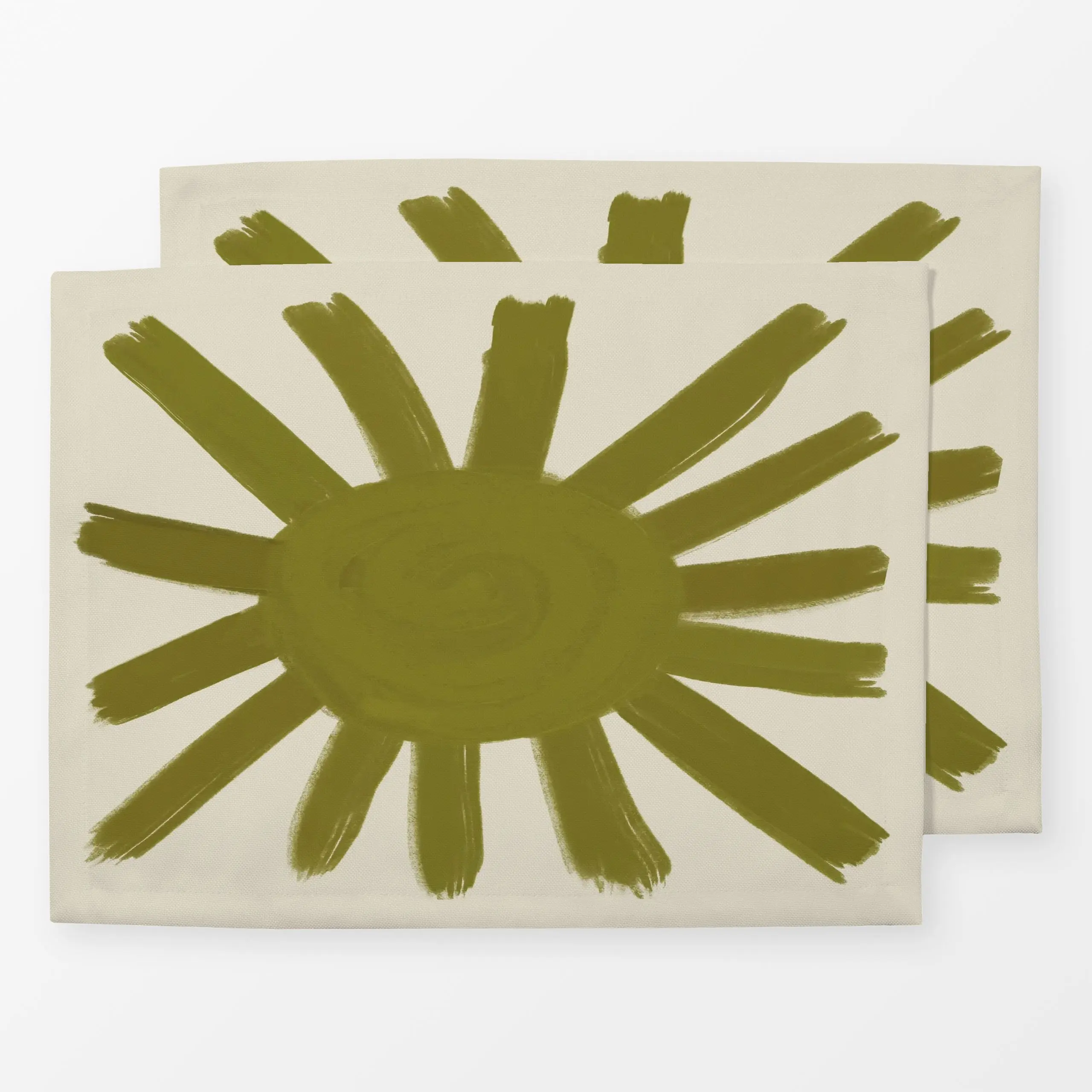 Tischset Green Hand Painted Sun, Sommer, von KunstbyStephie