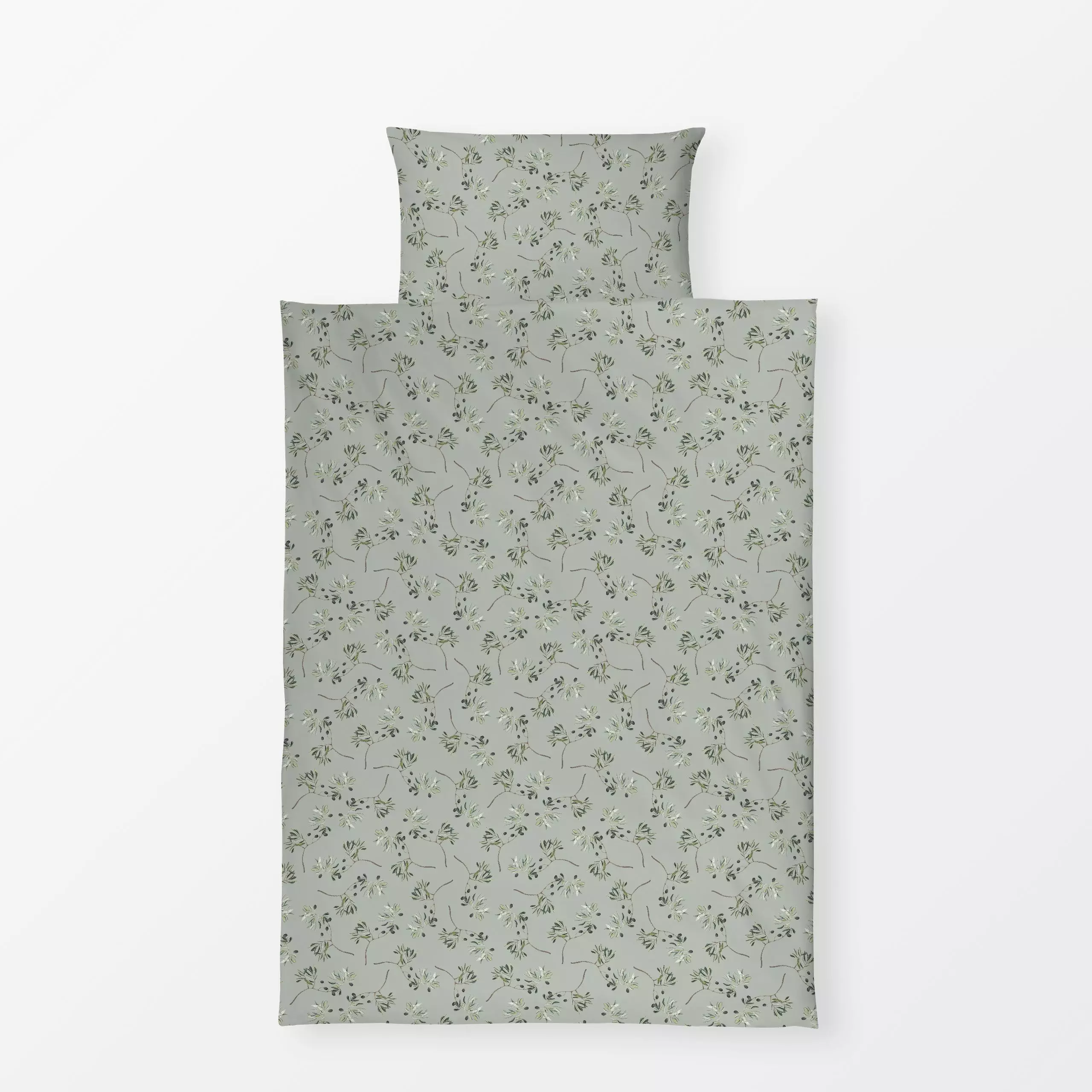 Bettwäsche Olives Noires Sur Vert Olive - Blumen & Florales, Sommer, Pflanzen & Botanik - von „Karen Menzenbach"; Muster, Pf...