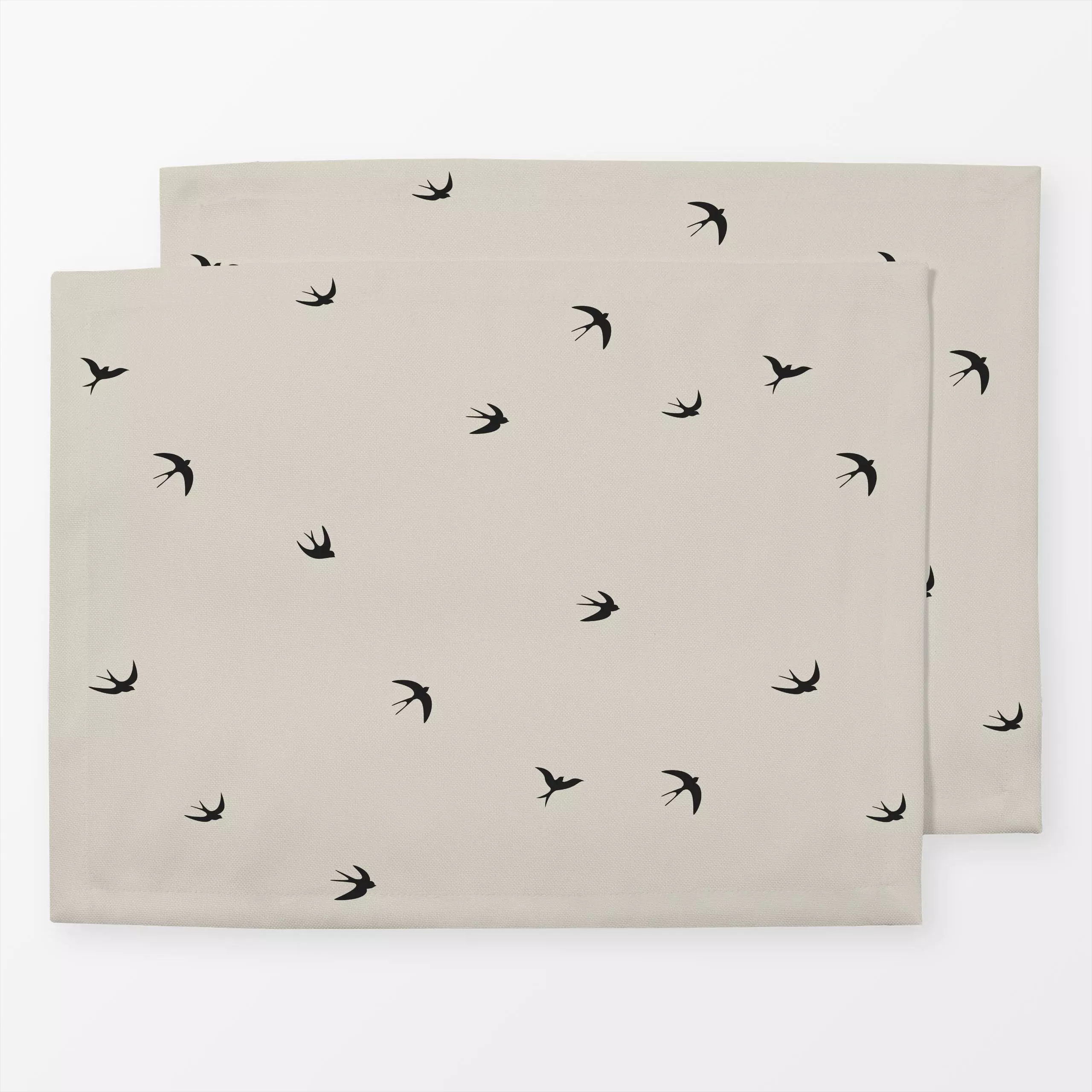 Tischset Schwalben beige schwarz - Herbst, Kinderzimmer & Motive für Kinder, Tiere - von „Carolin Vonhoff"; Muster, schwarz,...
