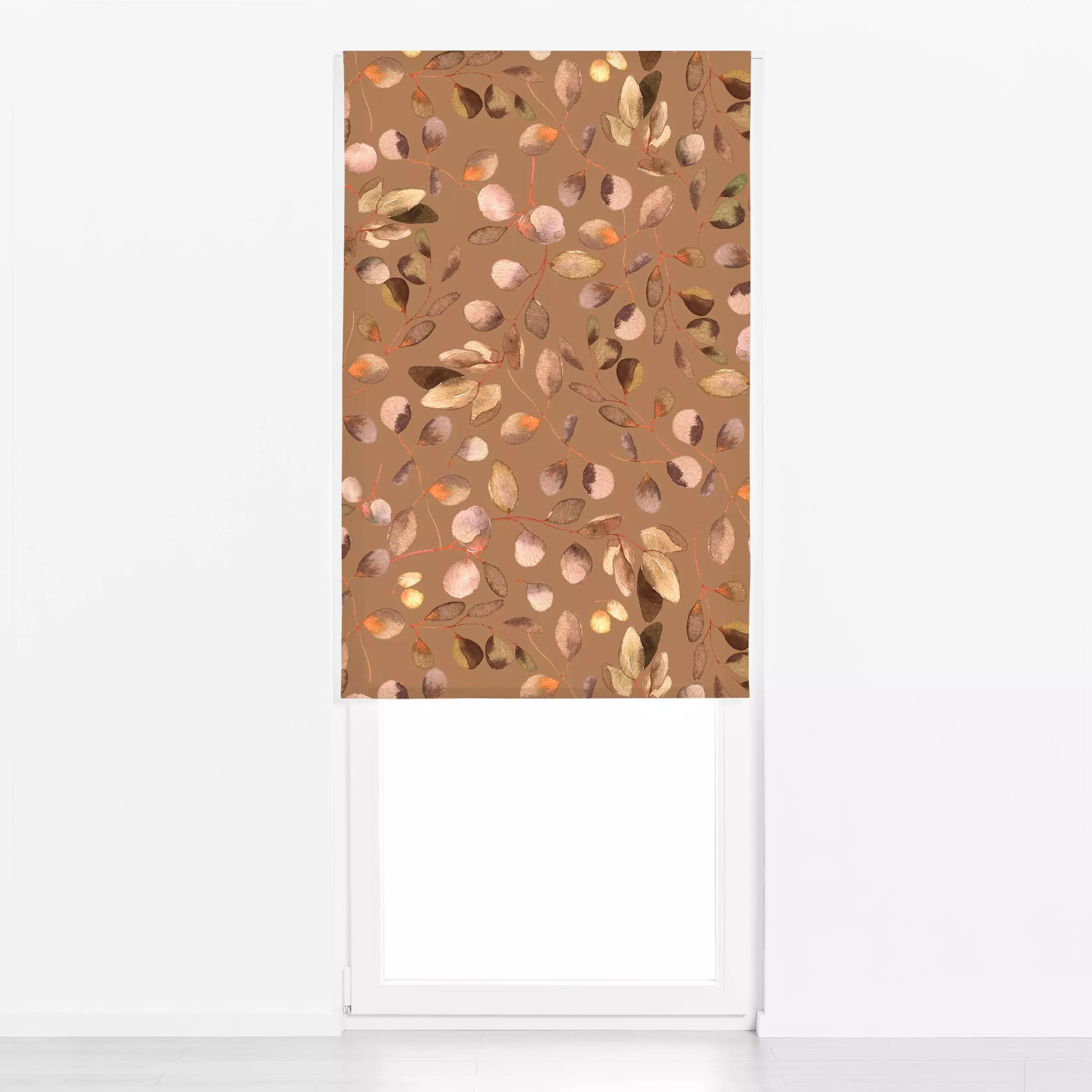 Raffrollo Gold Eukalyptus Blätter Bronze - Blumen & Florales, Pflanzen & Botanik - von „Uta Naumann"; boho, Blatt, Zweige, t...