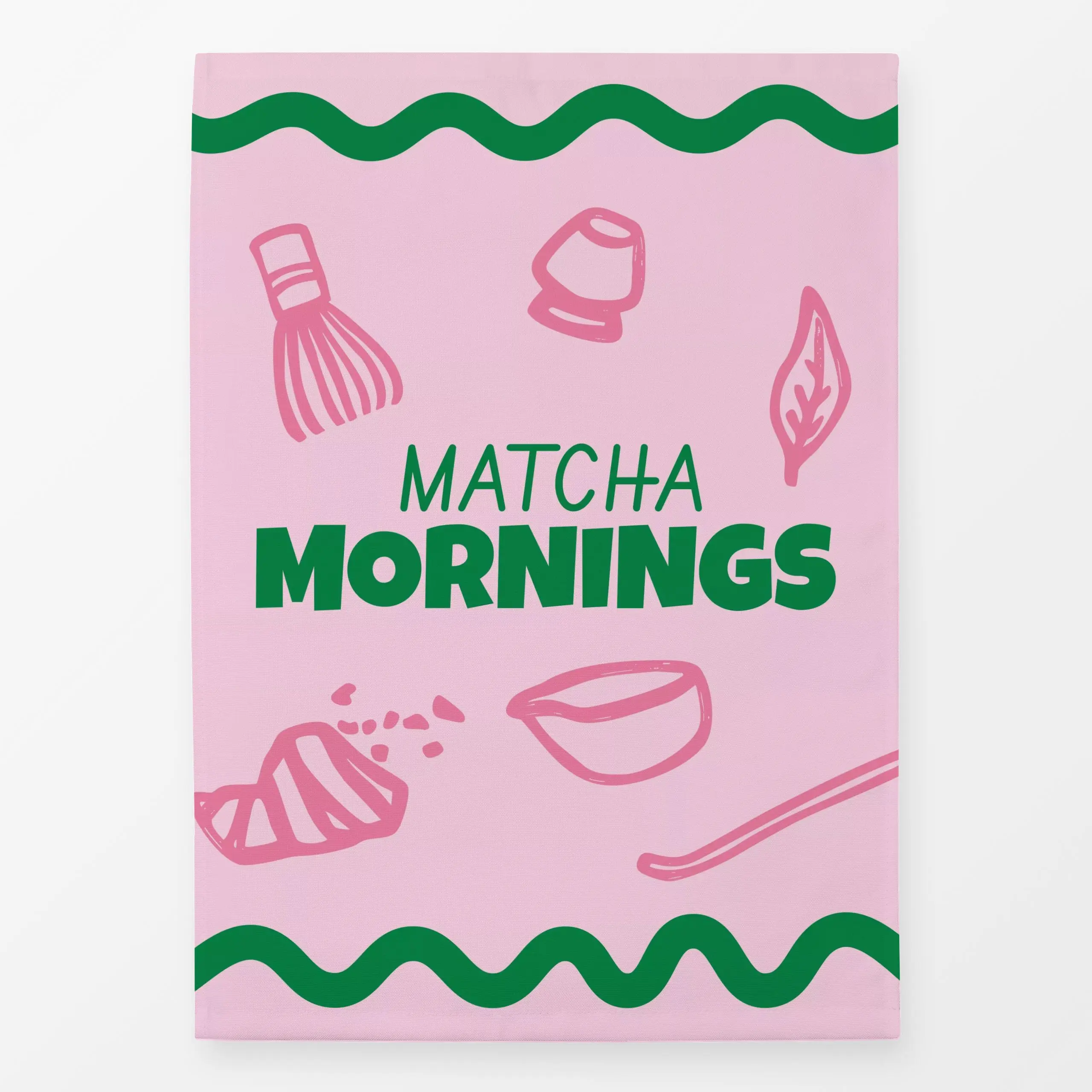 Geschirrtücher Matcha Mornings - Herbst, Sprüche & Schriftzüge, Küche, Essen & Trinken - von „textilwerk"; Illustration, Coz...