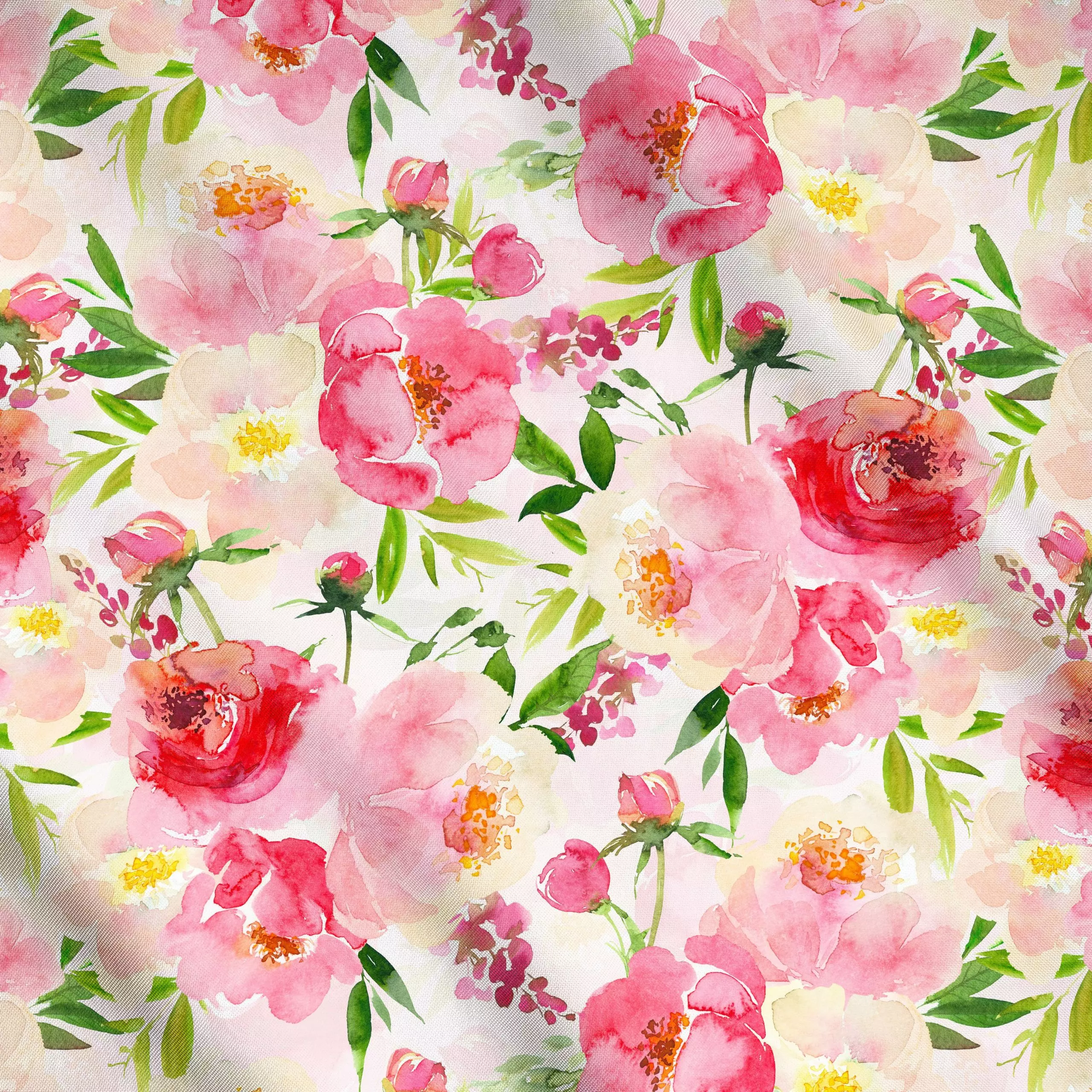 Meterware Pink Sommer Blumen - Blumen & Florales, Pflanzen & Botanik - von „Uta Naumann"; Muster, Natur, Garten, Sommerblume...