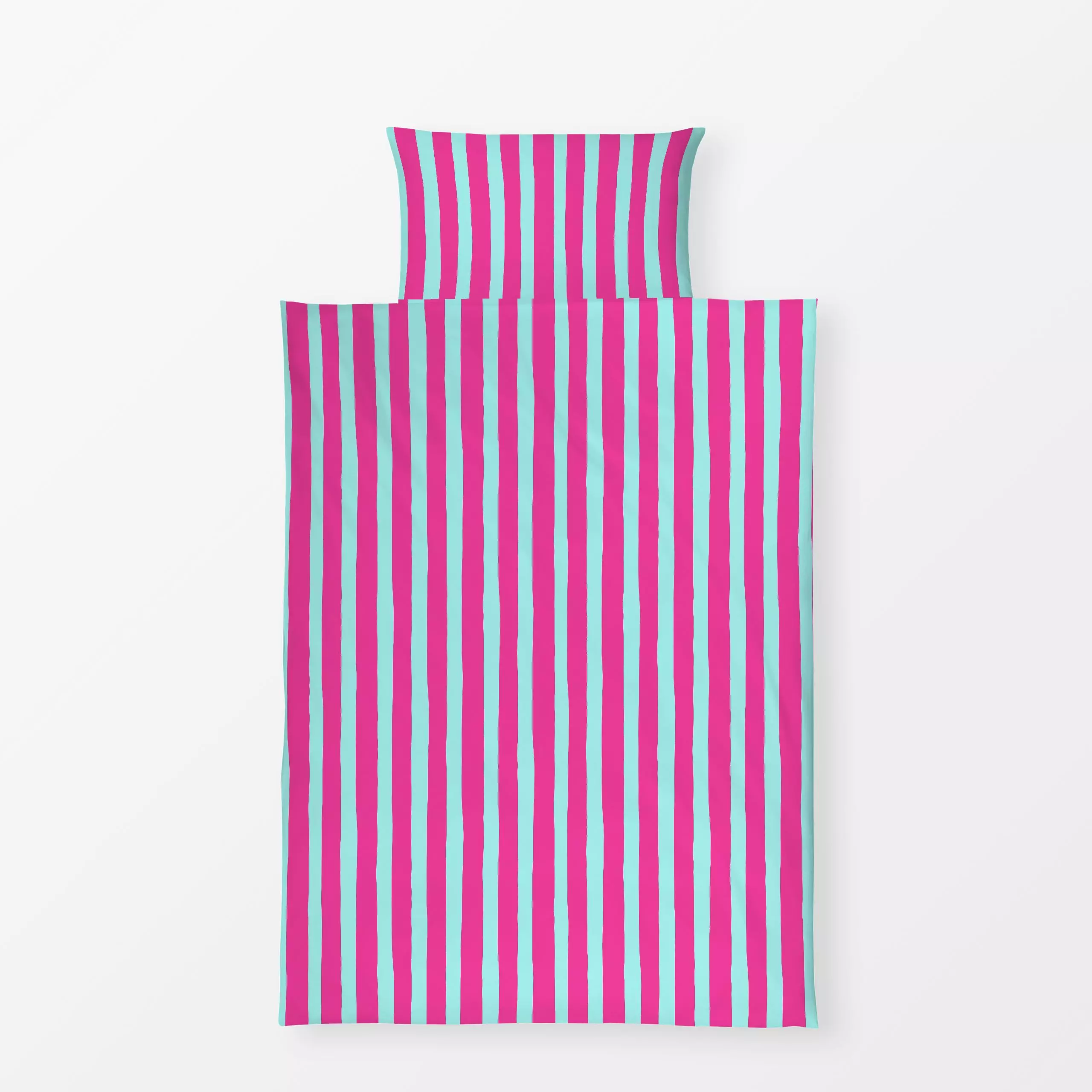Bettwäsche Horizontal Stripes Teal Pink - Symbole & Muster - von „Andrea Haase"; Streifen, rosa, Sommer, blau, frisch, farbe...