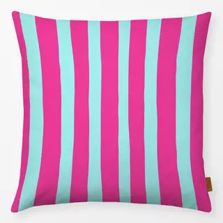 Kissen Horizontal Stripes Teal Pink
