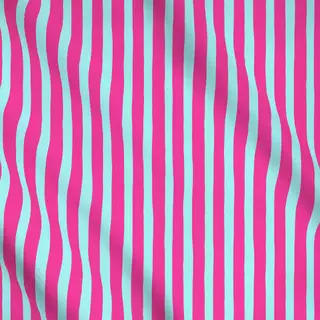 Meterware Horizontal Stripes Teal Pink