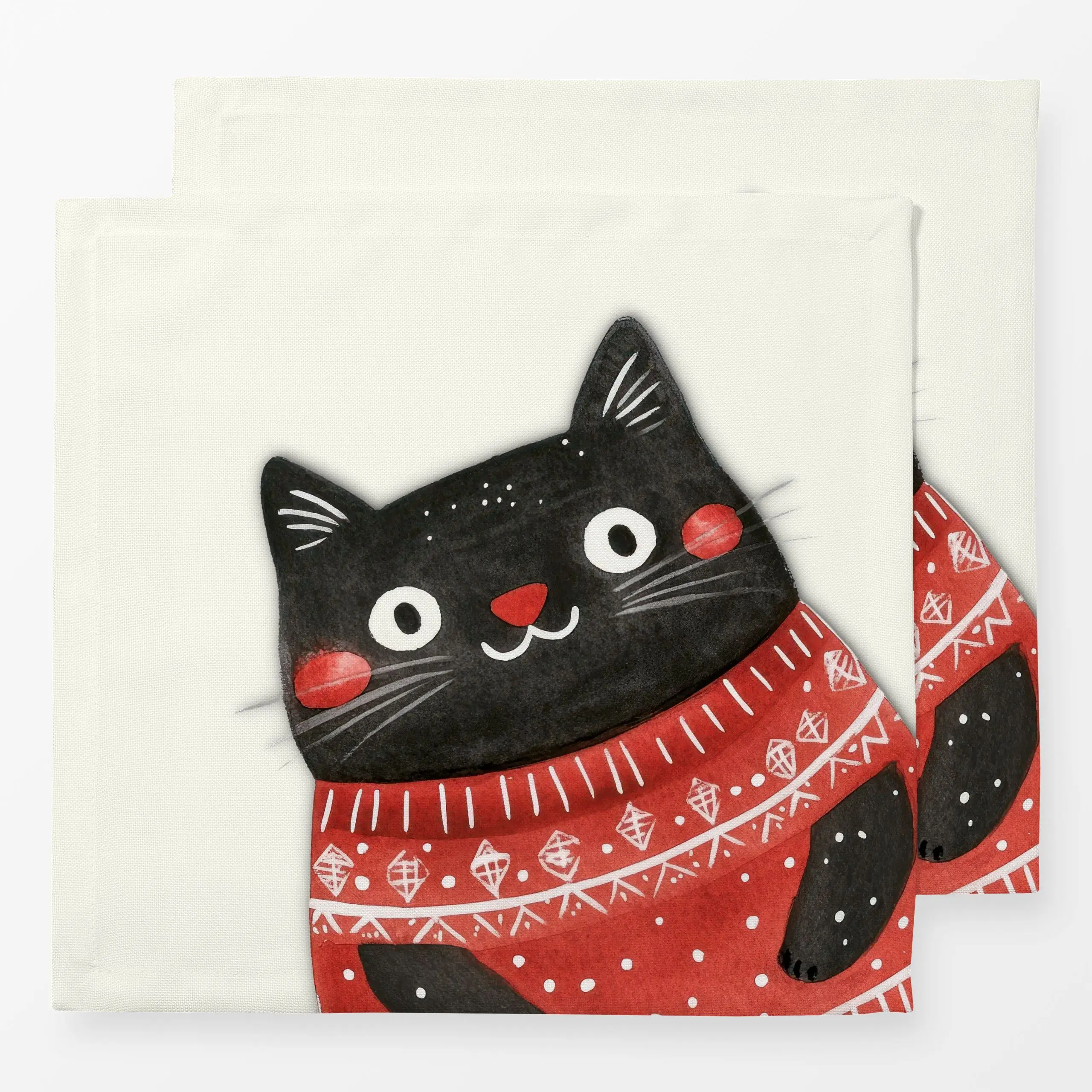 Servietten Katze mit Pulli - Tiere, Weihnachten - von „Monika Strigel"; Weihnachten, niedlich, Katzen, MonikaStrigel, weihna...