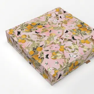 Bodenkissen Vögel und Orangen Chinoiserie