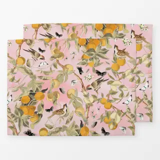 Tischset Vögel und Orangen Chinoiserie
