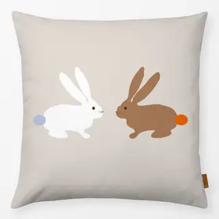 Kissen Zwei Osterhasen Beige