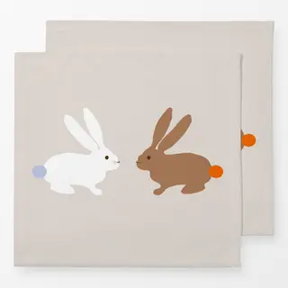 Servietten Zwei Osterhasen Beige