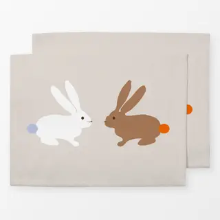 Tischset Zwei Osterhasen Beige