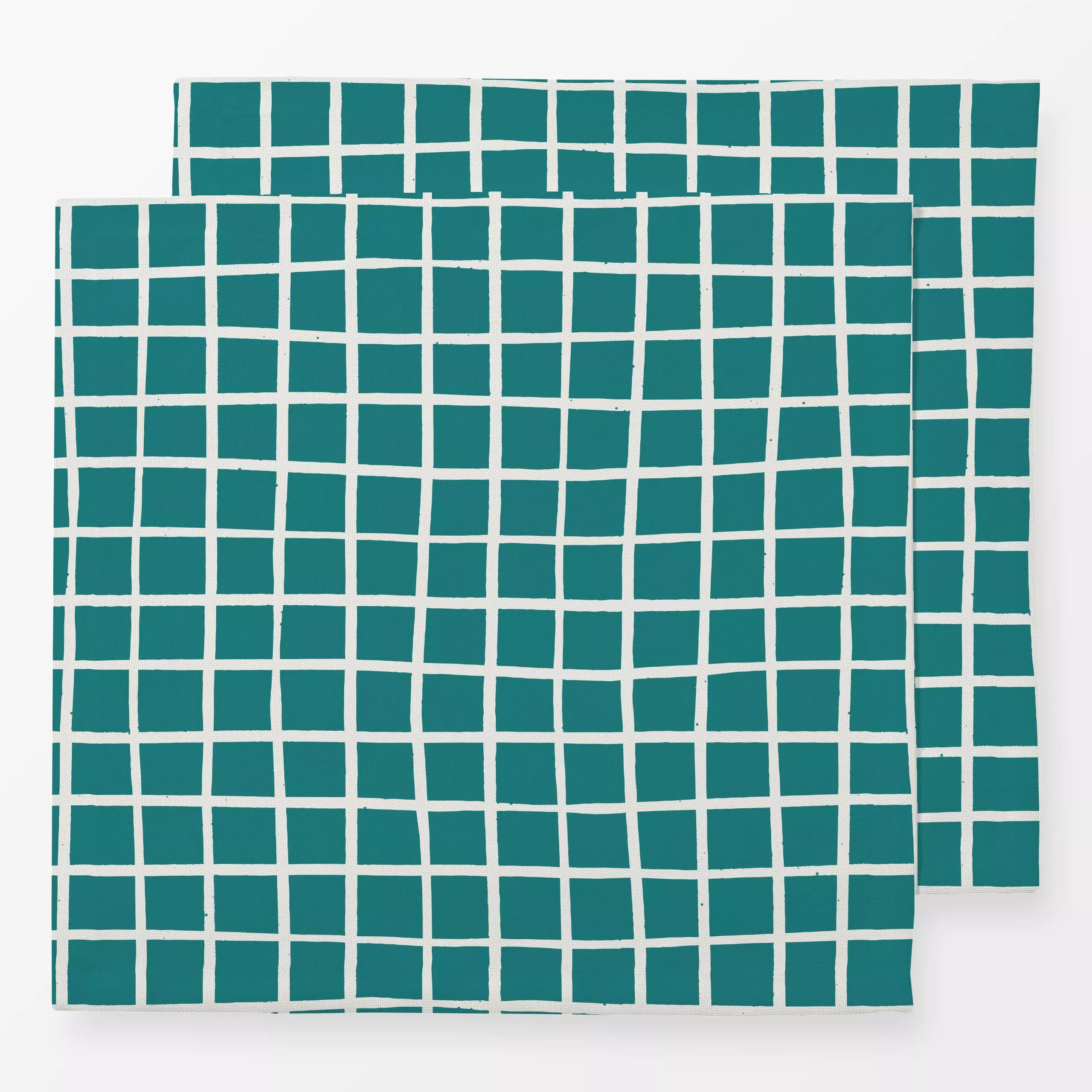 Servietten Grid | Allover | grün - Frühling, Symbole & Muster - von „moDeern Design Studio"; Geometrisch, grid, blaugrun, St...