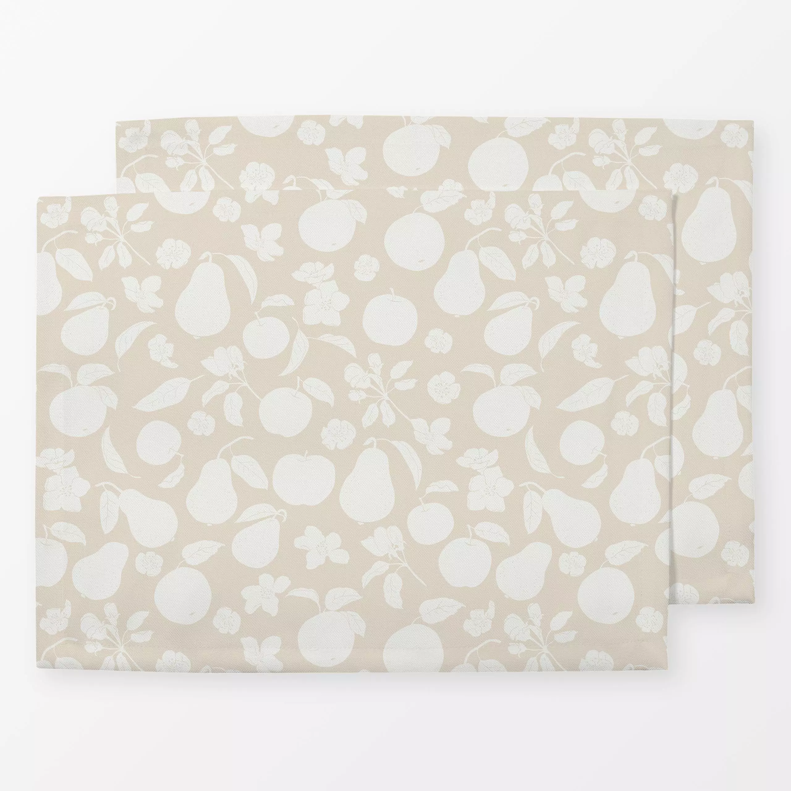 Tischset Herbst Apfel und Birnen beige - von „Katrin Graff"; Obst, minimal, Apfel, Birne, Silhouette, herbstlich, Landhausst...